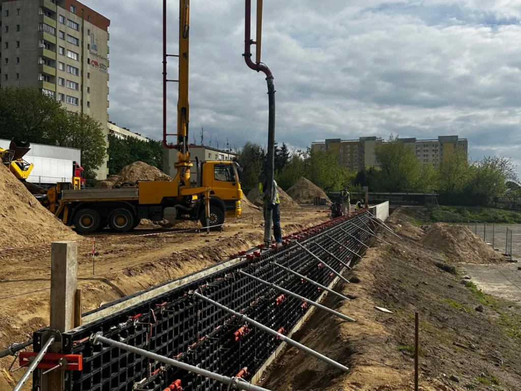 Ściany oporowe, zdjęcia z realizacji budowy w Szczecinie